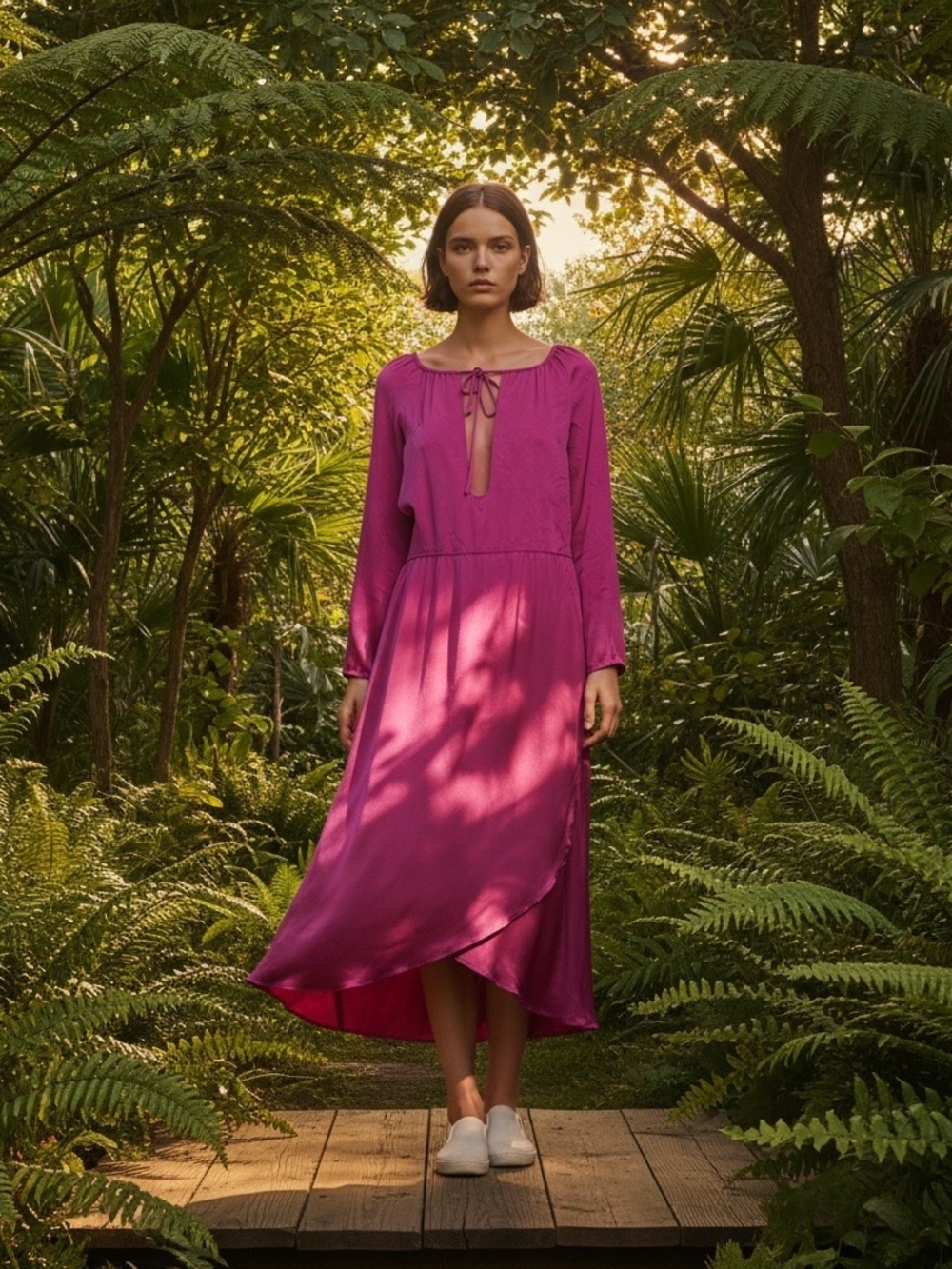 JUAN CARLOS OBANDO Silk Midi Dress Purple 6